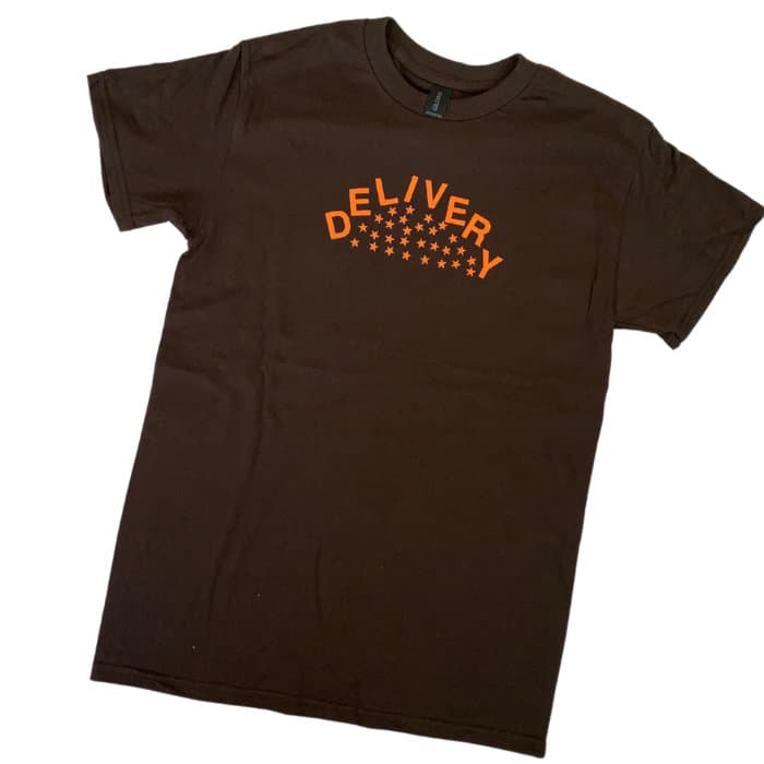 Delivery - Orange on Brown starry t-shirt