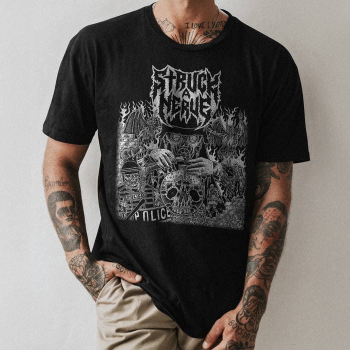 STRUCK A NERVE Black & White Album T-shirt