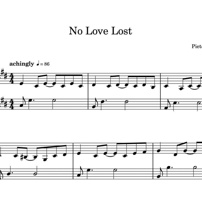No Love Lost - Sheet Music