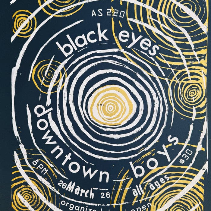 Silk-Screened Poster for Downtown Boys / Black Eyes Show at AS220