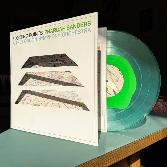 Promises – Limited 5th Anniversary LP in Abiogenesis Blue/Green [Die Cut Cover, Gatefold] Floating Points, Pharoah Sanders & The London Symphony Orchestra