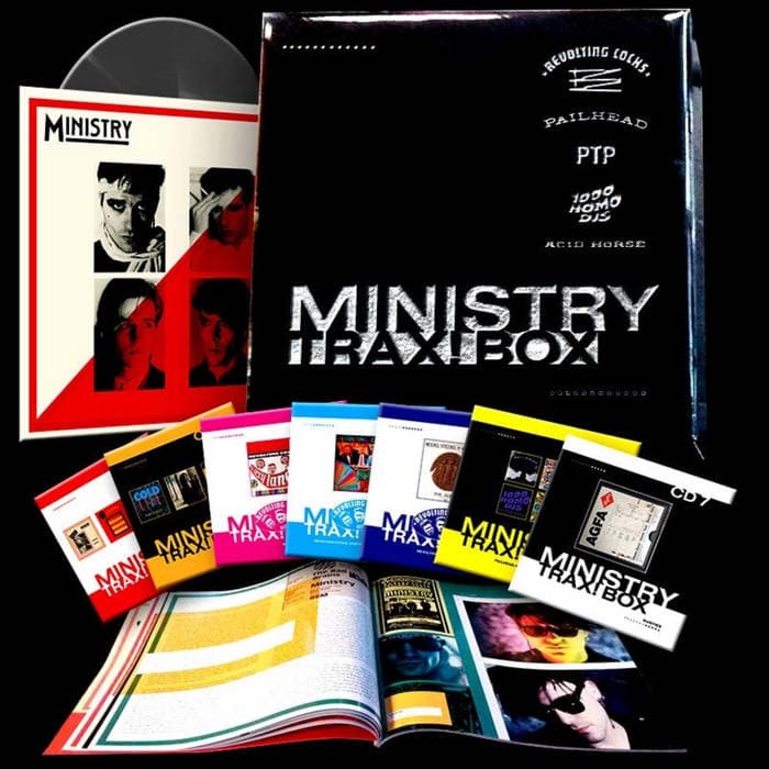 Trax! Box – Shipping only within the U.S.A. - 7 CDs + LP & Booklet Ministry, Revolting Cocks, Pailhead, 1000 Homo DJs, PTP, Acid Horse