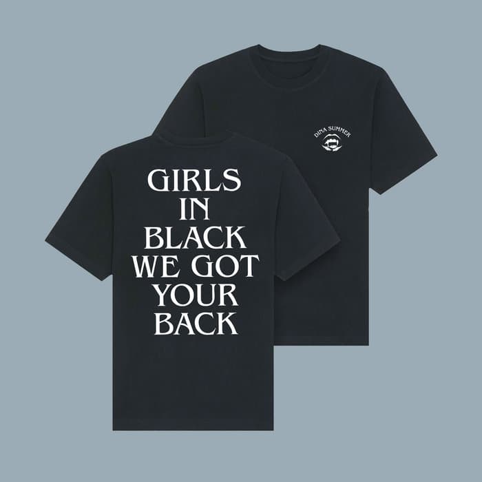 Girls In Black T-Shirt Black (Design 2)